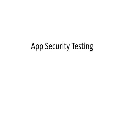 Quick App Security Testing