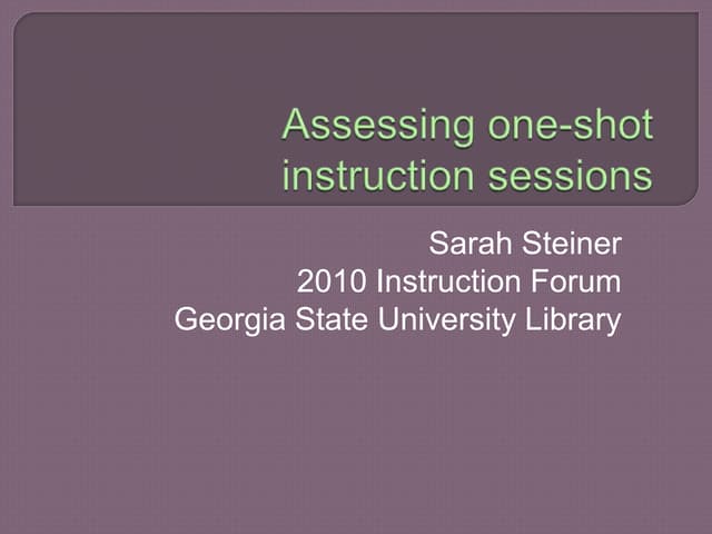 Quick Library Instruction Assessment Quizzes