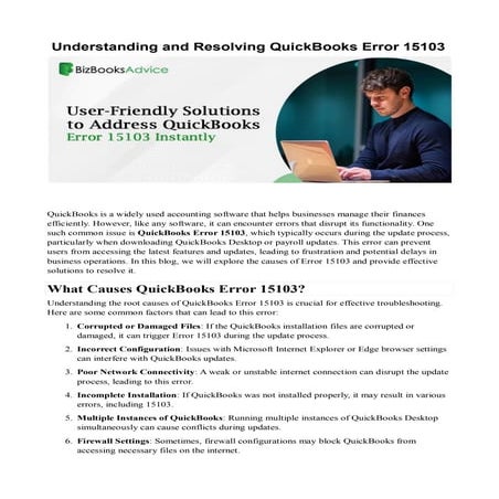 QuickBooks Error 15103: Causes and Solutions