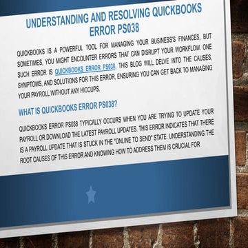 QuickBooks Error PS038: Payroll Update Fix | PPTX
