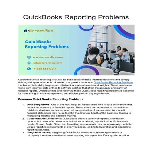 QuickBooks Reporting Problems: What you need to know