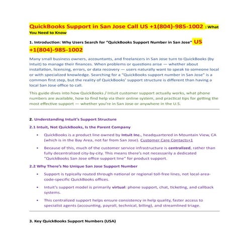 8. QuickBooks Customer Service San Jose – +1-804-985-1002 – Call for Fixes