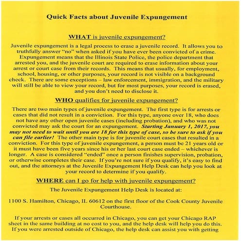 Quick facts about Juvenile Expungement