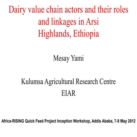 Dairy value chain actors and their roles and linkages in Arsi Highlands, Ethi...