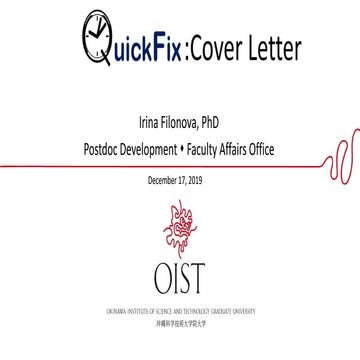 QuickFix: Cover letter. Dec 2019.