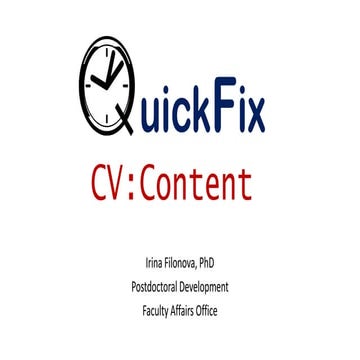 QuickFix: Oprimizing academic CV