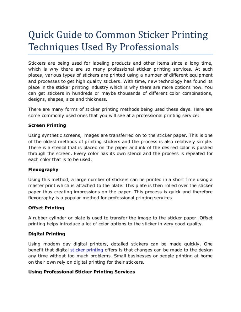 quality sticker printing