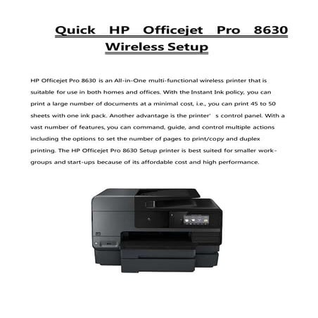 Quick HP Officejet Pro 8630 Wireless Setup