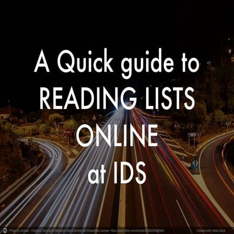 A Quick Guide to Reading Lists Online at IDS