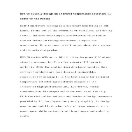Quickly design infrared body temperature detector