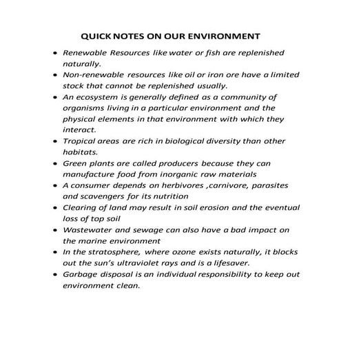 Quick notes on our environment