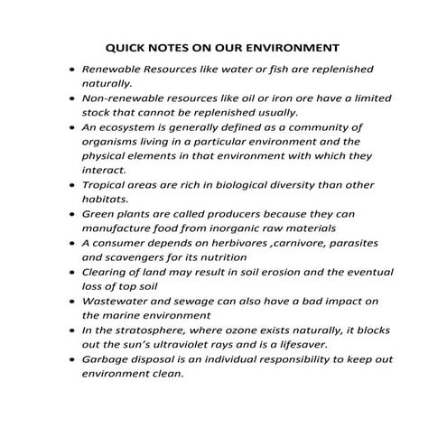 Quick notes on our environment