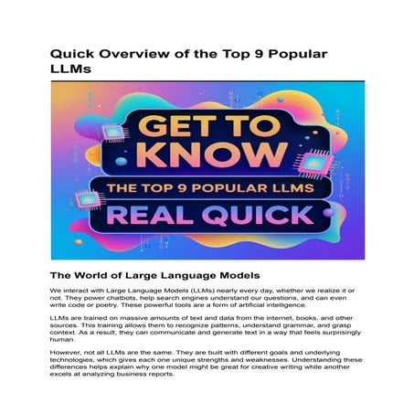 Quick Overview of the Top 9 Popular LLMs.pdf