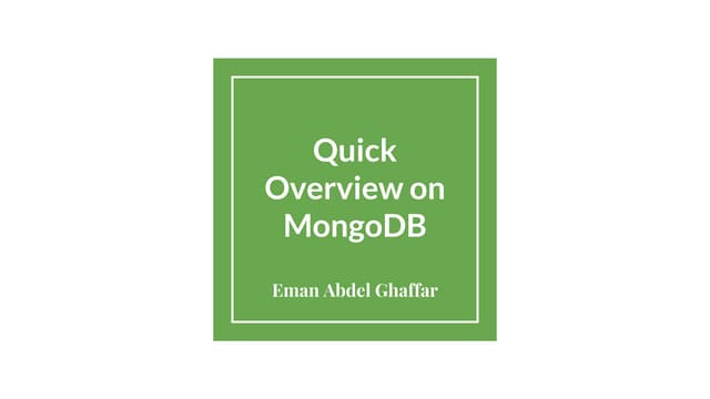 Quick overview on mongo db