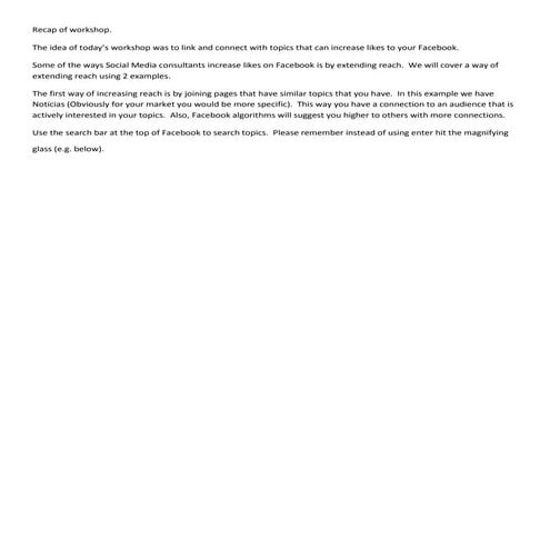 Quick recap of workshop