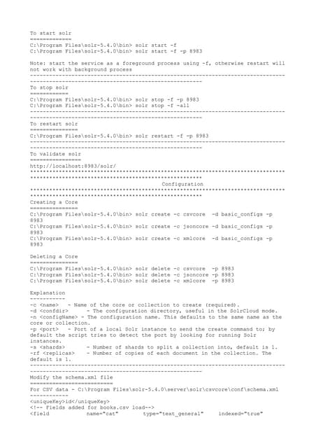 Quick reference for solr