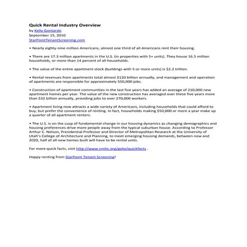 Quick rental industry overview