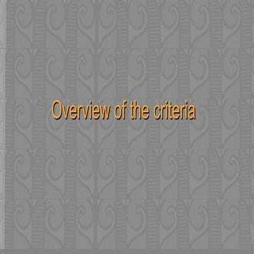 Quick review of the criteria