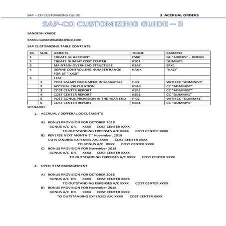 Quick sap co configuration   accrual