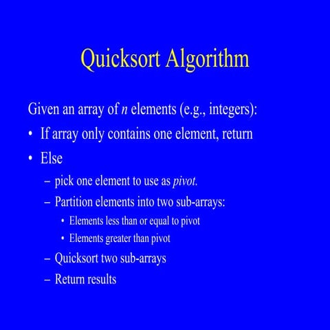 Quicksort algorithm | PPT