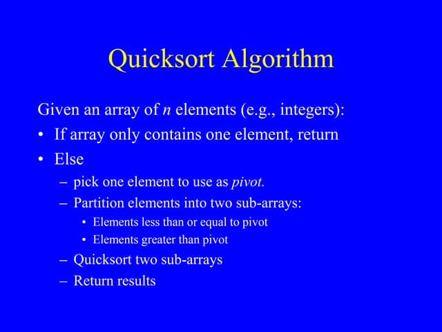 Quicksort algorithm | PPT