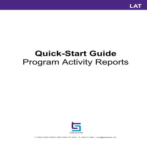 Quick start  program activity reports