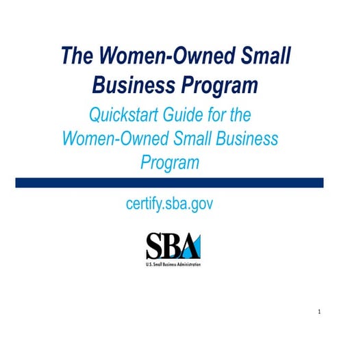 Quickstart Guide for the Women-Owned Small Business Program via SBA