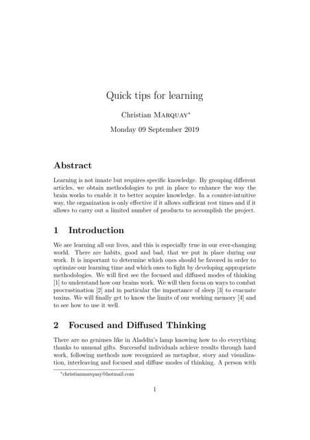 Quick tips for learning