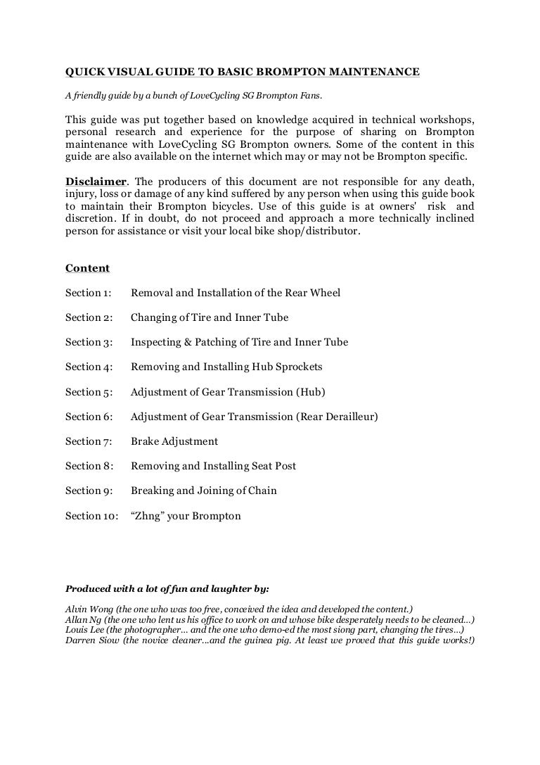 brompton maintenance
