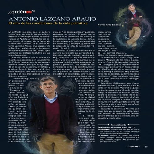 ¿Quién es Antonio Lazcano Araujo?