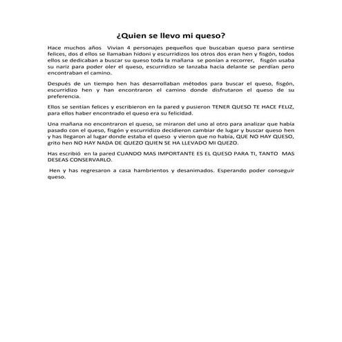 Quien se llevo mi queso