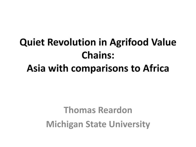 Quiet revolution in agrifood value ...