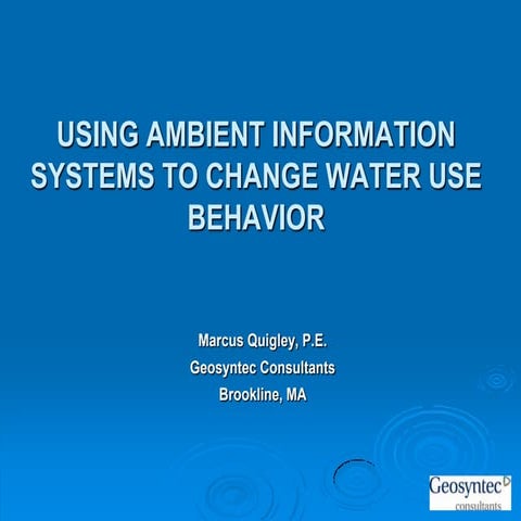 Ambient Information Systems for Water Conservation