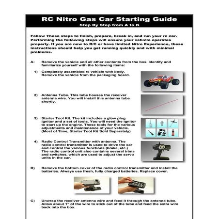 Quik start of NITRO RC CAR | PDF