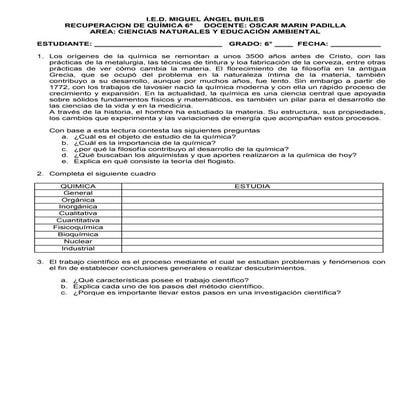 Quimica 6° primer periodo