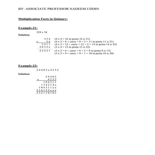 Quinary multiplication | PDF | Science