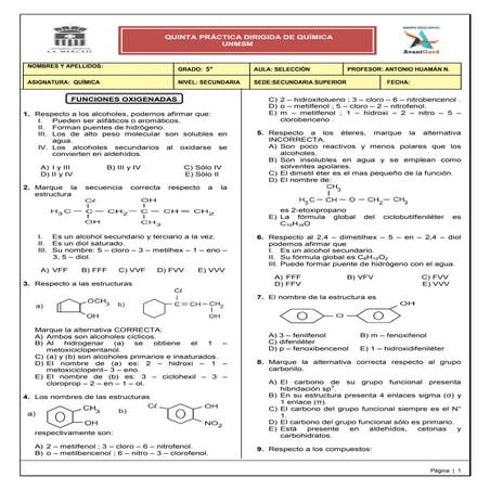 Quinta práctica dirigida de química