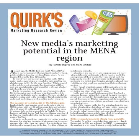 New Media's Marketing Potential in the MENA Region
