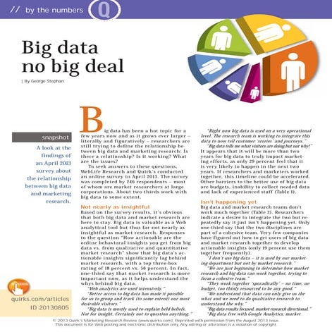 Big Data No Big Deal