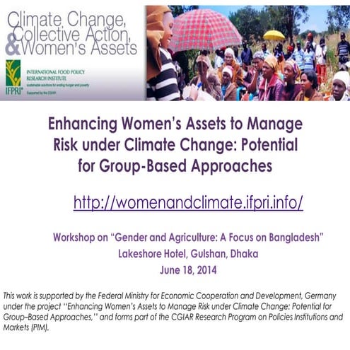 Gender and Climate Change Intro Presentation - Dhaka Gender Workshop 