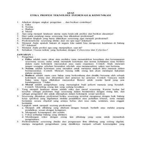Kuis Etika Profesi Teknologi Informasi dan Komunikasi