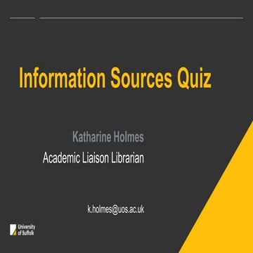 Information sources quiz for nursing and health