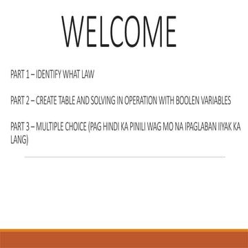 IDENTIFY WHAT LAW OF BOOLEN AN  D QUIZEZ