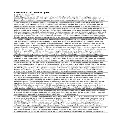 Quiz 17   Diastolic Murmur