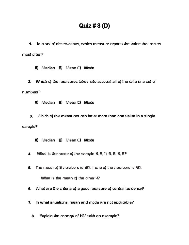 Exam Questions on Basic Statistics