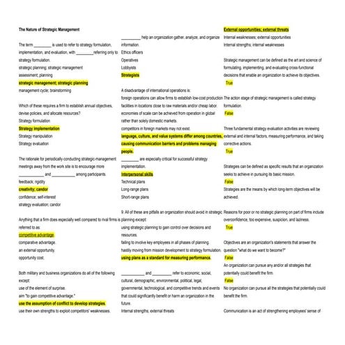 Quiz 4QUIZ strategic management concepts &cases 11th edition by Fred R. David...