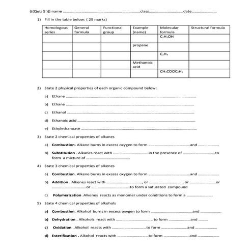 Quiz 55 ( carbon compound and consumer)