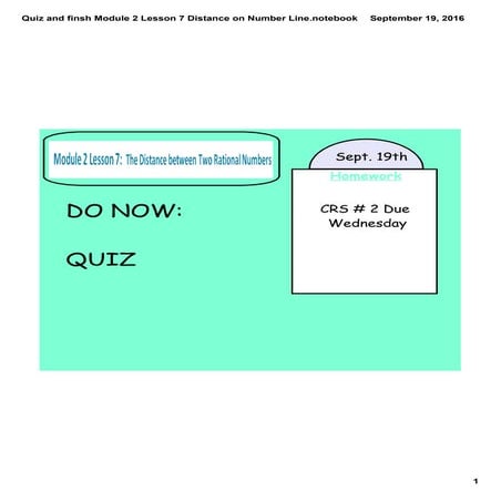 Quiz and finsh module 2 lesson 7 distance on number line