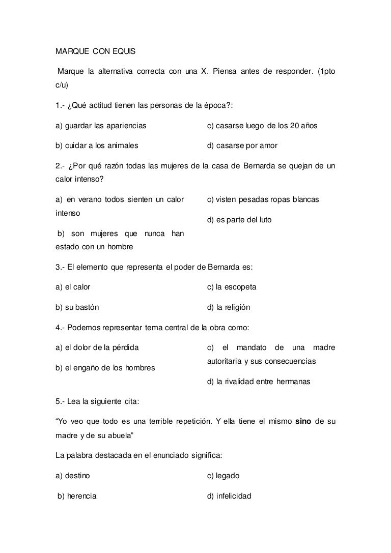 Quiz Bernarda Alba