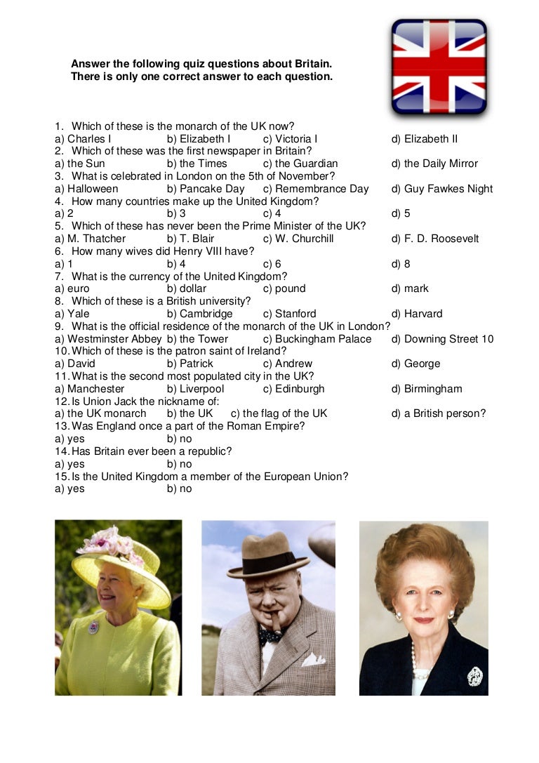 Quiz on Britain Quiz on Britain